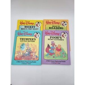 Lot of 4 Vtg Walt Disney Fun-To-Read books #1, 2, 5, 19 Pooh Mickey Thumper Road